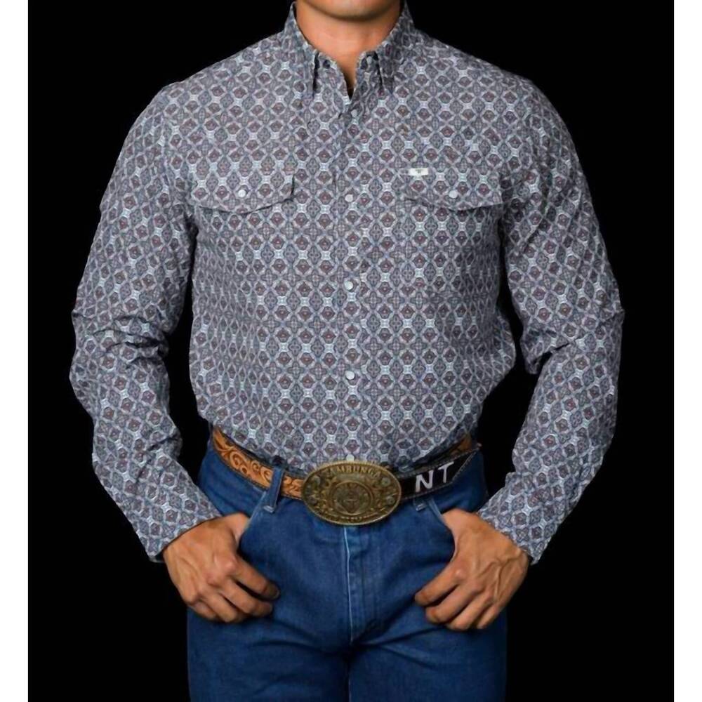 NEW FERRELL connor long sleeve snap shirt in brown